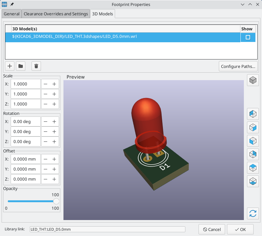 proprietà modello 3D dell’impronta