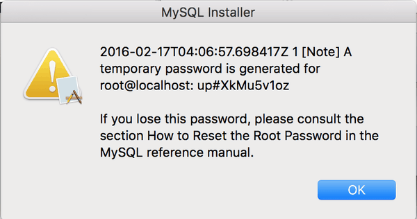 MySQL Package Installer: Temporary Root Password