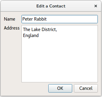 Screenshot of Dialog to Edit a Contact