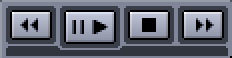 From left to right: rewind, play and pause, stop, and fast forward.