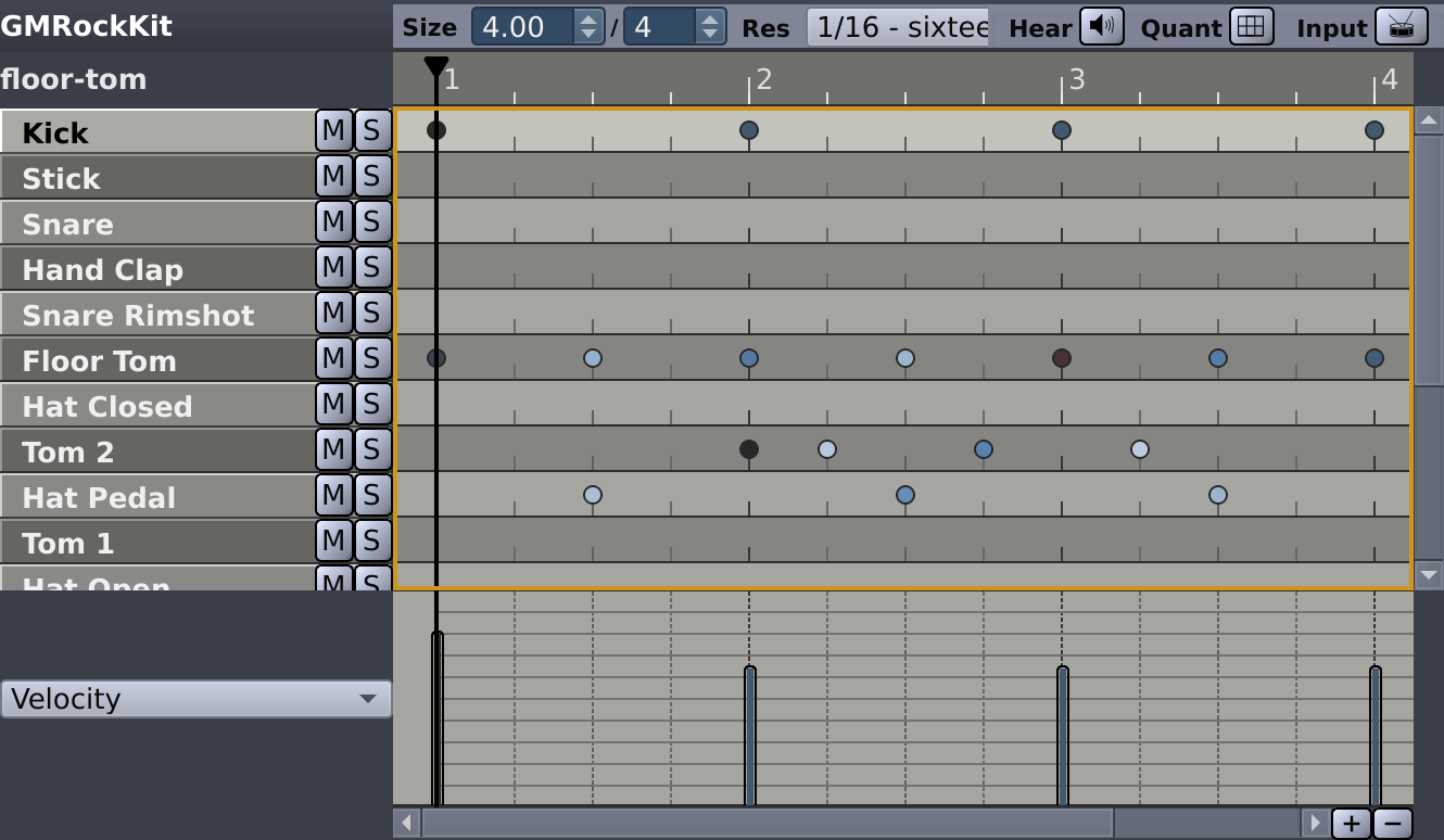 Pattern Editor in Drum Mode