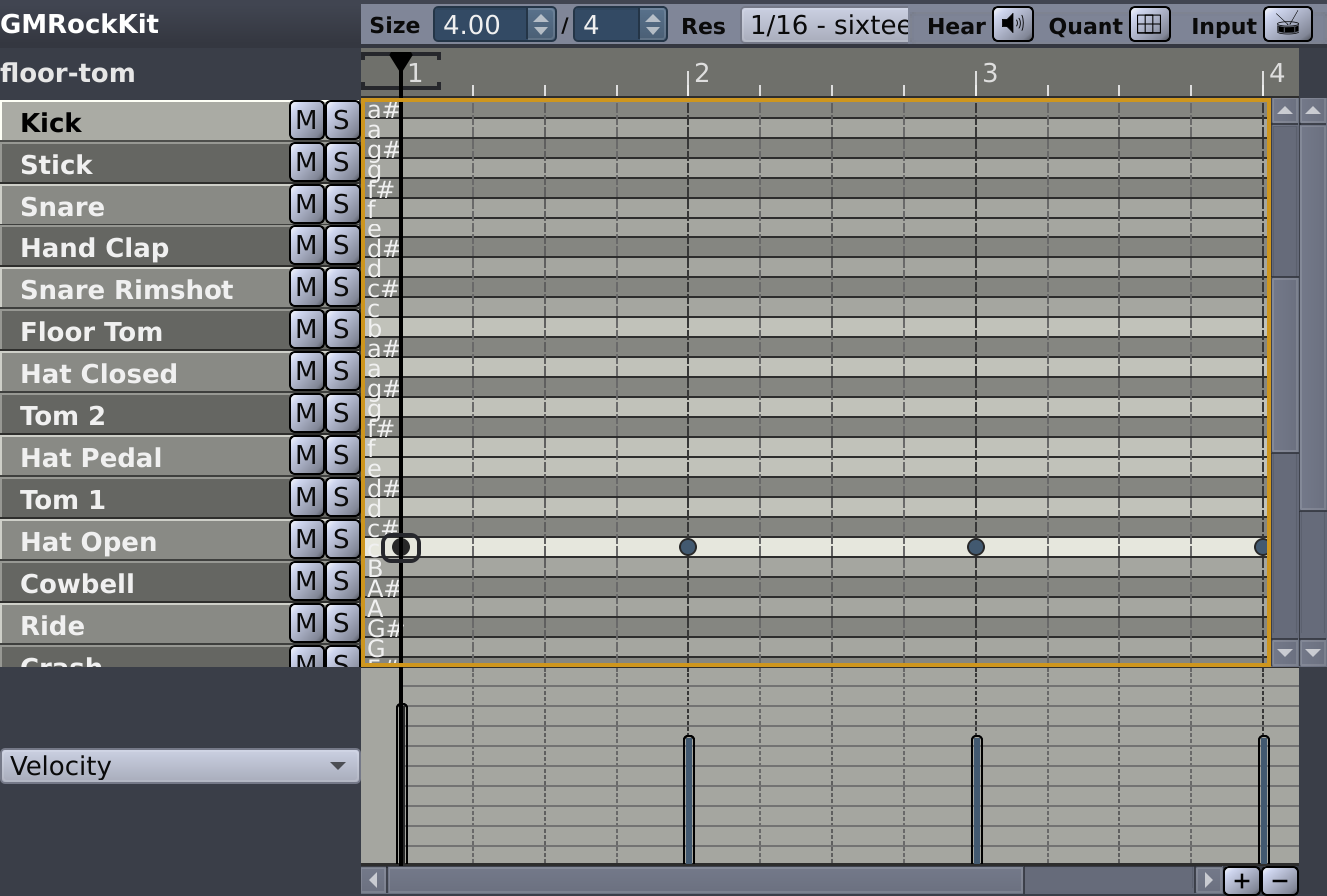 Pattern Editor in Piano Mode