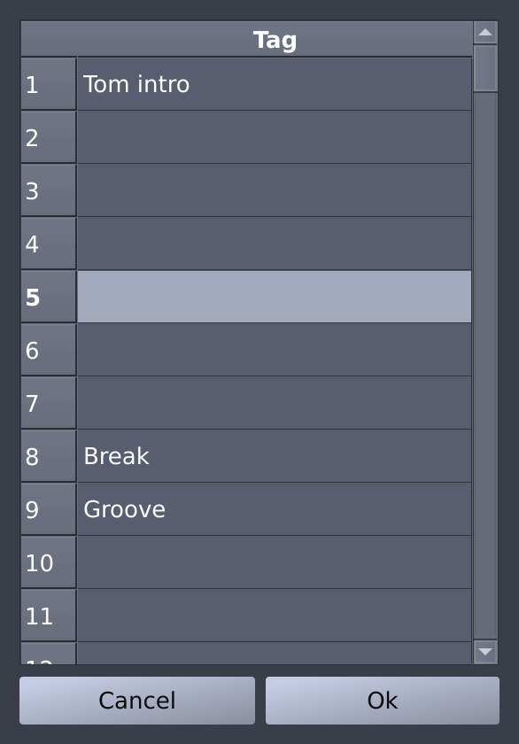 Dialog Window for Adding Tags