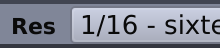 Blue display showing "1/16" and titled "RES".